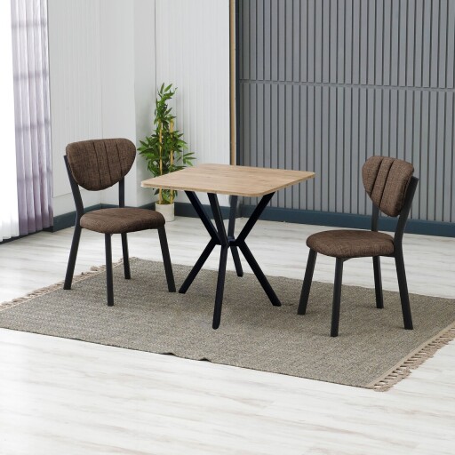 Set masa extensibila si scaune, 3 piese, Hanah Home, Elma, Maro / Nuc