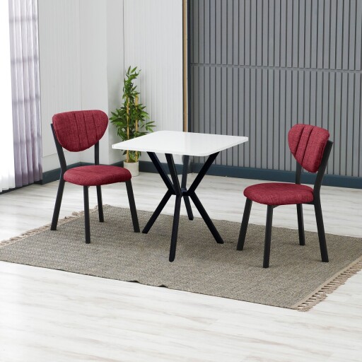 Set masa extensibila si scaune, 3 piese, Hanah Home, Elma, Burgundia / Alb