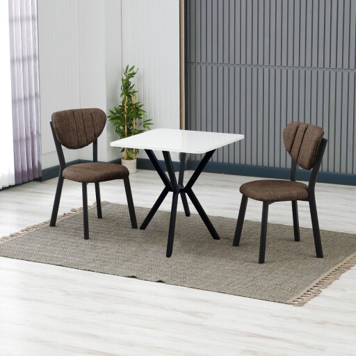 Set masa extensibila si scaune, 3 piese, Hanah Home, Elma, Maro/Alb