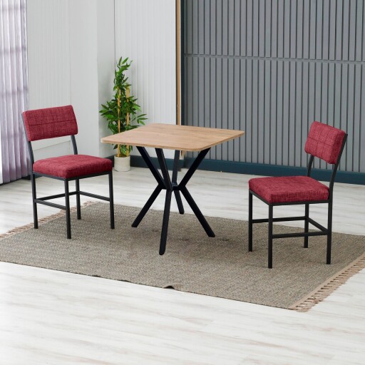 Set masa extensibila si scaune, 3 piese, Hanah Home, Dubai, Burgundia / Nuc