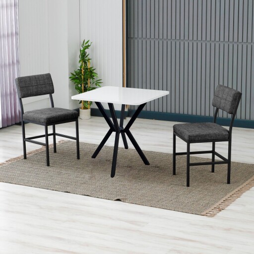 Set masa extensibila si scaune, 3 piese, Hanah Home, Dubai, Antracit/Alb