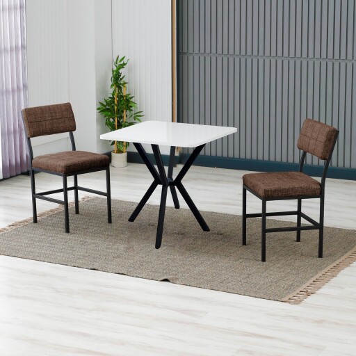 Set masa extensibila si scaune, 3 piese, Hanah Home, Dubai, Maro/Alb