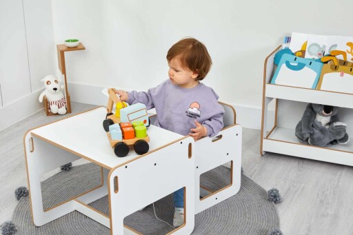Set masa si scaun pentru copii, Hanah Home, Dove, Alb