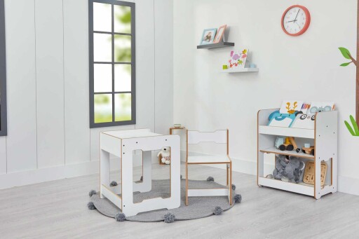 Set masa si scaun pentru copii, Hanah Home, Seagull, Alb
