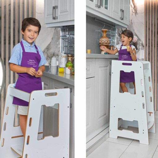 Turn de invatare, Hanah Home, Learning Tower, 40x90x50 cm, Alb