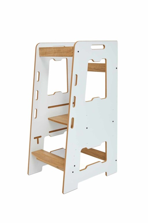 Turn de invatare, Hanah Home, Learning Tower, 40x90x50 cm, Alb / Natural