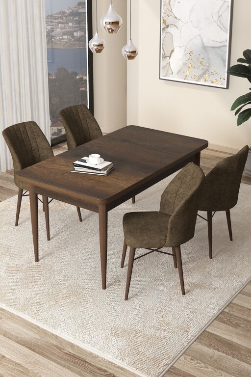 Set masă și scaune (5 bucăți), Hanah Home, Arp, Baroc / Maro