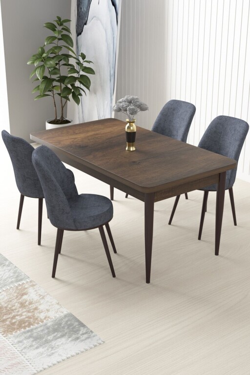 Set masă și scaune (5 bucăți), Hanah Home, Nil, Baroc / Fumuriu