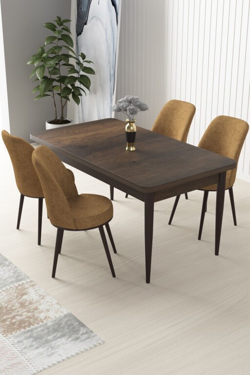 Set masă și scaune (5 bucăți), Hanah Home, Nil, Baroc / Cappuccino