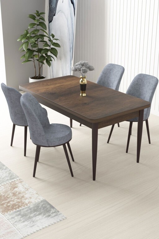 Set masă și scaune (5 bucăți), Hanah Home, Nil, Baroc / Gri
