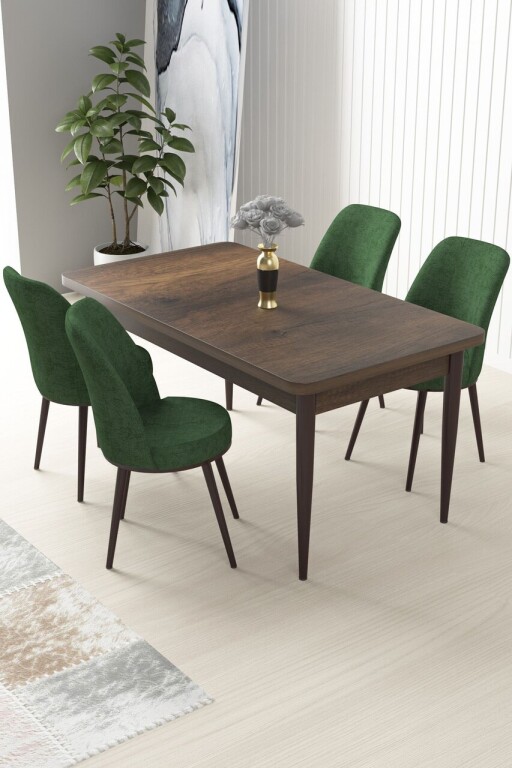 Set masă și scaune (5 bucăți), Hanah Home, Nil, Baroc / Kaki