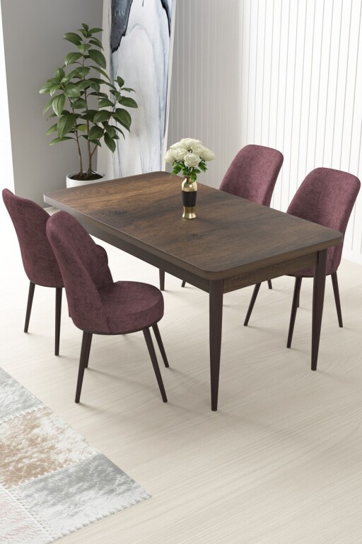 Set masă și scaune (5 bucăți), Hanah Home, Nil, Baroc / Roz Păfuit