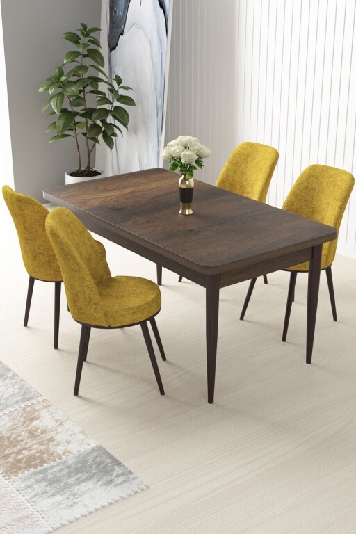 Set masă și scaune (5 bucăți), Hanah Home, Nil, Baroc / Muștar
