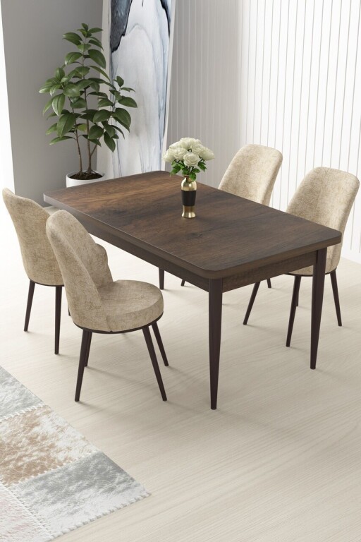 Set masă și scaune (5 bucăți), Hanah Home, Nil, Baroc / Crem
