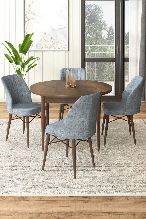 Set masă și scaune (5 bucăți), Hanah Home, Rox, Baroc / Gri