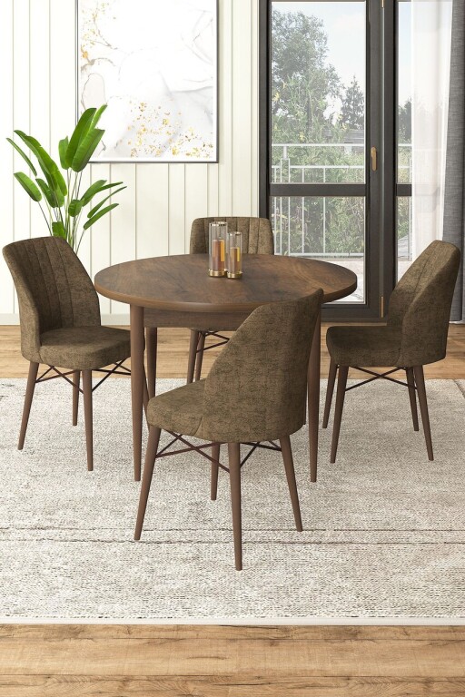 Set masă și scaune (5 bucăți), Hanah Home, Rox, Baroc / Maro