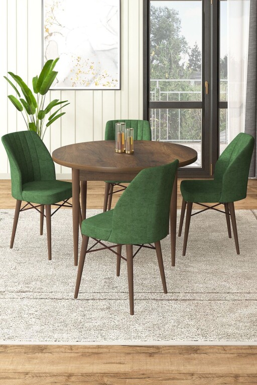 Set masă și scaune (5 bucăți), Hanah Home, Rox, Baroc / Kaki