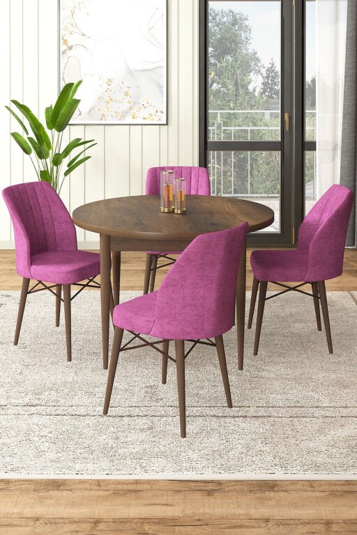 Set masă și scaune (5 bucăți), Hanah Home, Rox, Baroc / Mov