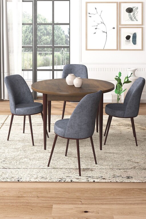 Set masă și scaune (5 bucăți), Hanah Home, Tor, Baroc / Fumuriu