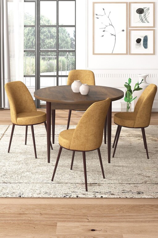Set masă și scaune (5 bucăți), Hanah Home, Tor, Baroc / Cappuccino