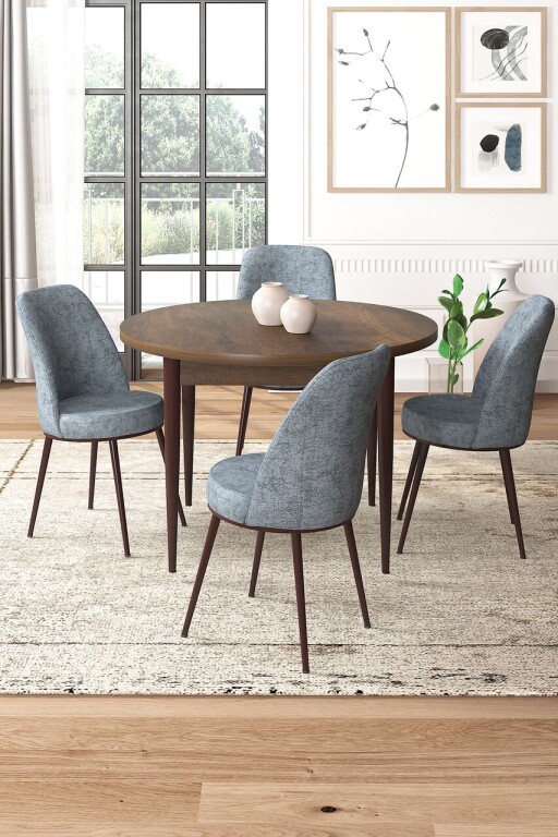 Set masă și scaune (5 bucăți), Hanah Home, Tor, Baroc / Gri