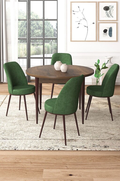 Set masă și scaune (5 bucăți), Hanah Home, Tor, Baroc / Kaki