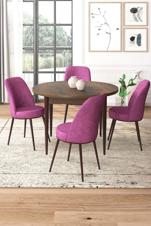 Set masă și scaune (5 bucăți), Hanah Home, Tor, Baroc / Mov