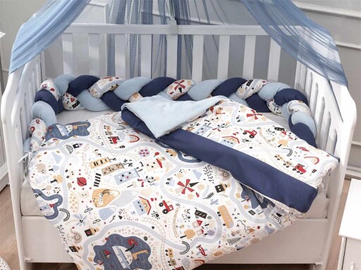 Set de dormit pentru bebelusi cu protectie laterala, Wallxpert, Adventure, Multicolor