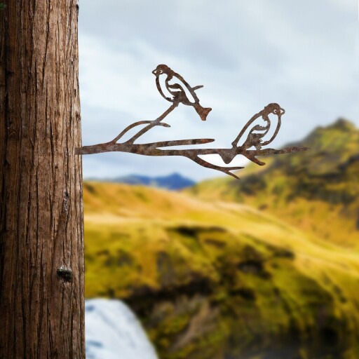 Obiect decorativ de grădină, Bird On The Branch 08, 45x20 cm, Maro