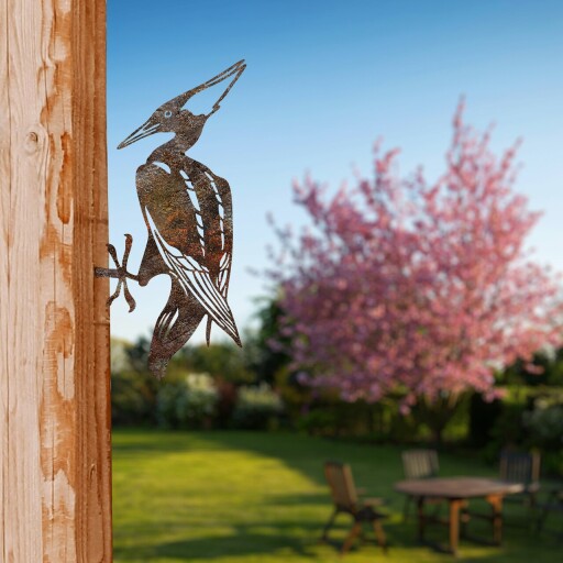 Obiect decorativ de grădină, Bird On The Branch 10, 22x40 cm, Maro
