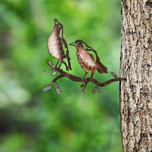 Obiect decorativ de grădină, Bird on the branch 29, 39x45 cm, Multicolor