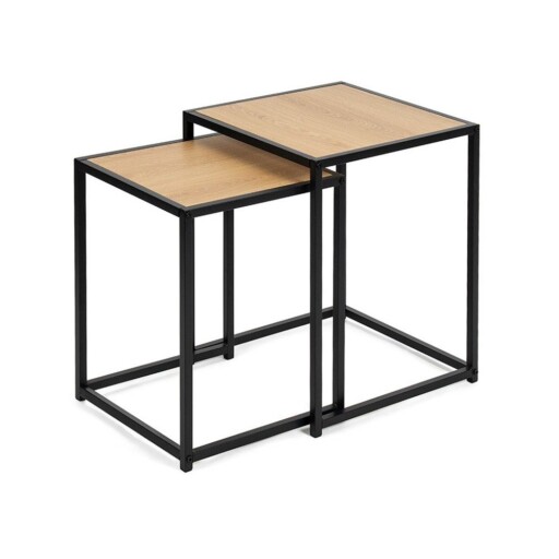 Măsuțe auxiliare 2 buc. cu aspect de lemn de stejar 38x38 cm Noah – Bonami Essentials