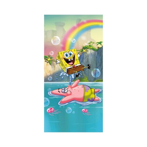 Prosop pentru copii din bumbac 70x140 cm Sponge Bob "Tropical Duo" – Jerry Fabrics