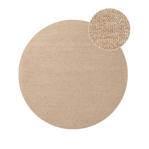 Covor în culoare naturală țesut manual rotund din lână ø 200 cm Puristic Knots – Elle Decoration