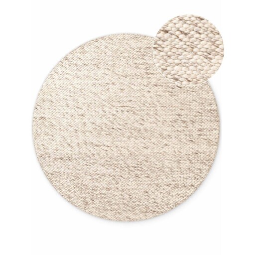 Covor bej/în culoare naturală țesut manual rotund din lână ø 160 cm Lyon Beans – Elle Decoration
