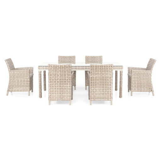 Set 6 scaune si masa pentru gradina/terasa Cielo, aluminiu/sticla securizata, gri