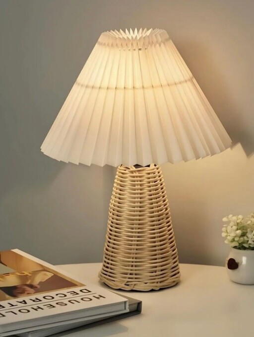 Lampa de masa, Opviq, 751ARL1137, Bambus, Crem / Bej