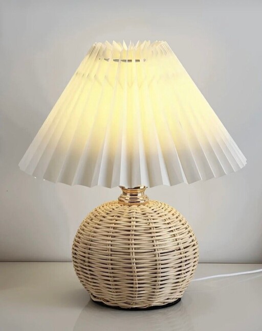 Lampa de masa, Opviq, 751ARL1135, Bambus, Crem / Bej