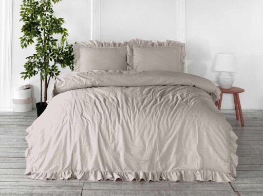Lenjerie de pat dubla, L'essentiel Maison, Exclusive, Crem