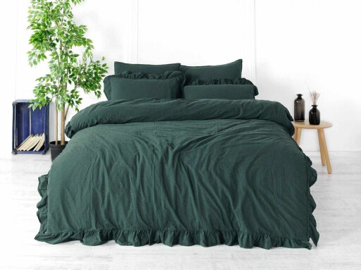 Lenjerie de pat dubla, L'essentiel Maison, Exclusive, Verde inchis