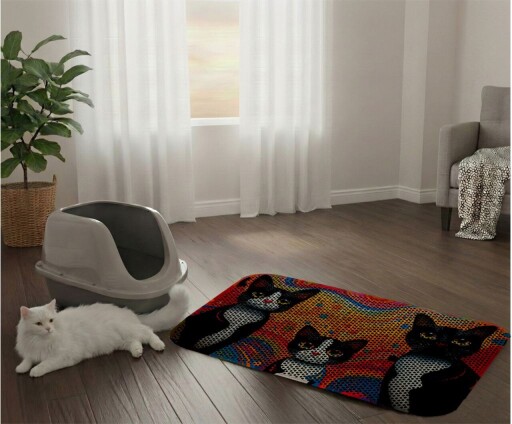 Covoras litiera pentru colectarea granulelor de nisip, Paws &amp; Whiskers, Cat Lıtter Mat 19, Multicolor