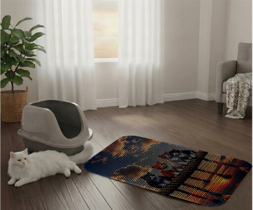 Covoras litiera pentru colectarea granulelor de nisip, Paws &amp; Whiskers, Cat Lıtter Mat 24, Multicolor