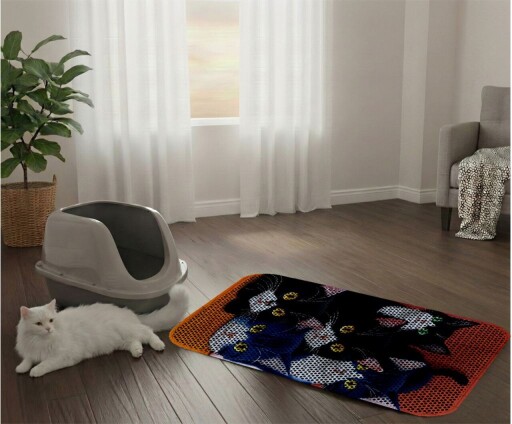 Covoras litiera pentru colectarea granulelor de nisip, Paws &amp; Whiskers, Cat Lıtter Mat 38, Multicolor