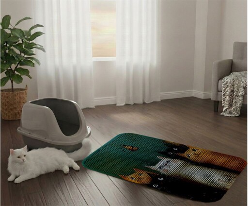 Covoras litiera pentru colectarea granulelor de nisip, Paws &amp; Whiskers, Cat Lıtter Mat 42, Multicolor