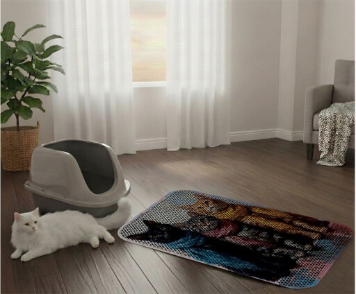 Covoras litiera pentru colectarea granulelor de nisip, Paws &amp; Whiskers, Cat Lıtter Mat 47, Multicolor