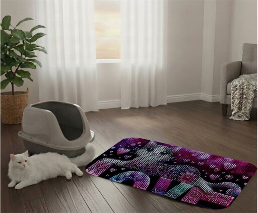 Covoras litiera pentru colectarea granulelor de nisip, Paws &amp; Whiskers, Cat Lıtter Mat 52, Multicolor