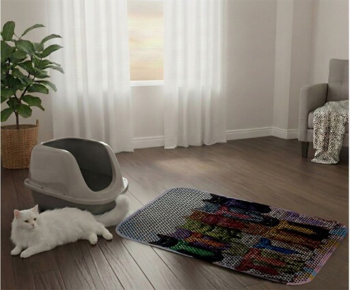 Covoras litiera pentru colectarea granulelor de nisip, Paws &amp; Whiskers, Cat Lıtter Mat 54, Multicolor