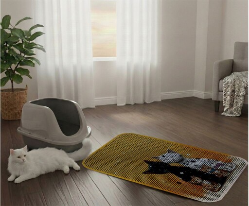 Covoras litiera pentru colectarea granulelor de nisip, Paws &amp; Whiskers, Cat Lıtter Mat 55, Multicolor