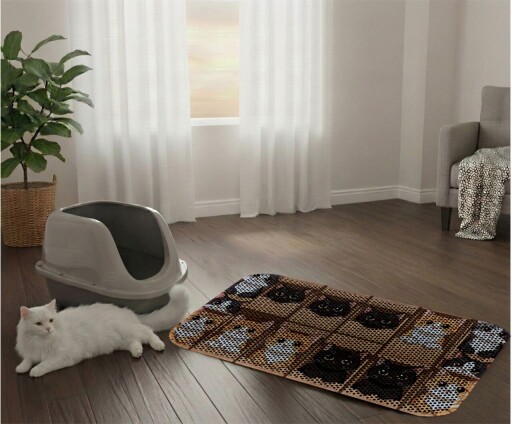 Covoras litiera pentru colectarea granulelor de nisip, Paws &amp; Whiskers, Cat Lıtter Mat 56, Multicolor