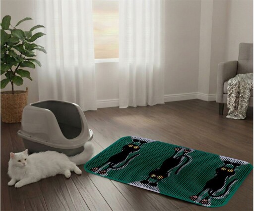 Covoras litiera pentru colectarea granulelor de nisip, Paws &amp; Whiskers, Cat Lıtter Mat 57, Multicolor